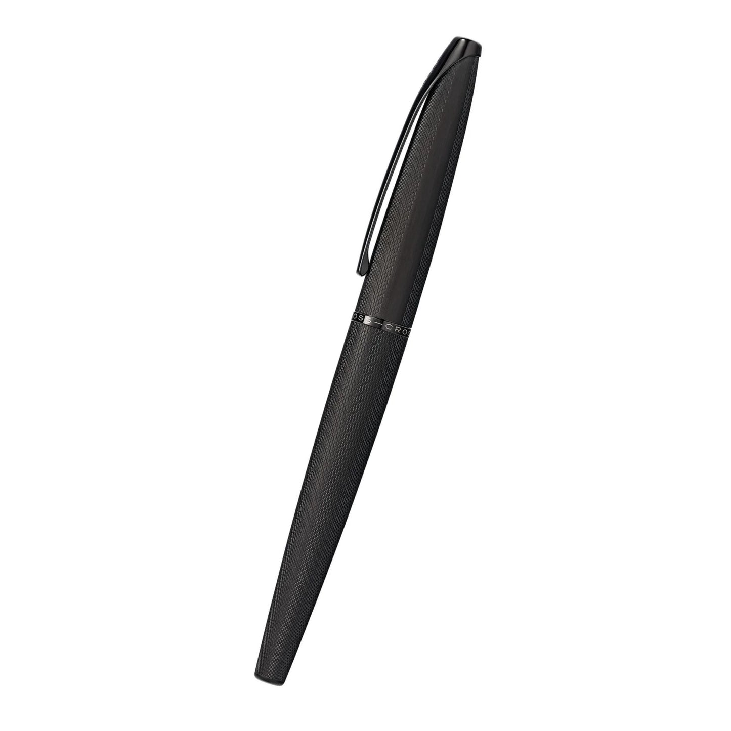 Cross ATX® Brushed Black with Machine-Turned, Diamond-Pattern Engraving with Polished Black PVD Appointments and Polished Black PVD Coated Stainless Steel Medium Nib Fountain Pen