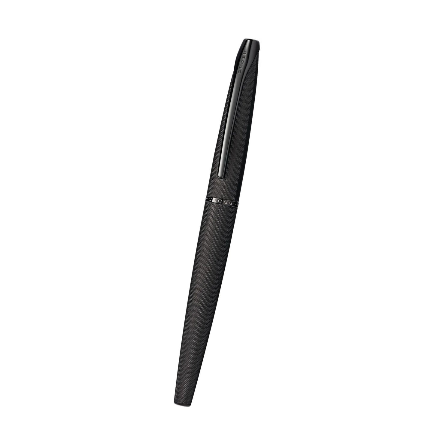 Cross ATX® Brushed Black with Machine-Turned, Diamond-Pattern Engraving with Polished Black PVD Appointments and Polished Black PVD Coated Stainless Steel Medium Nib Fountain Pen
