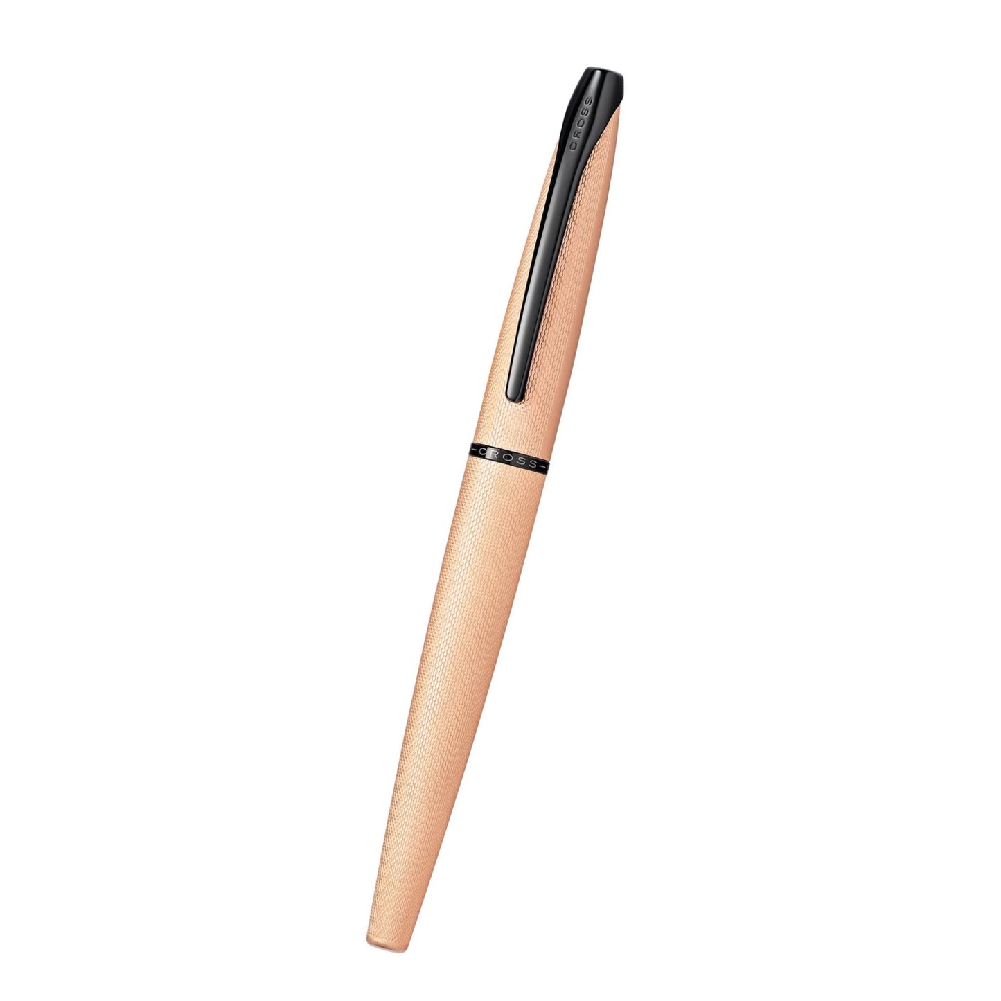 Cross ATX® Brushed Rose Gold with Machine-Turned, Diamond-Pattern Engraving with Polished Black PVD Appointments and Rose Gold PVD Coated Stainless Steel Fine Nib Fountain Pen