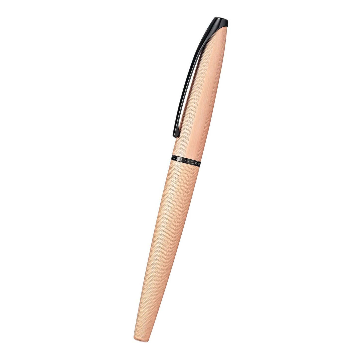 Cross ATX® Brushed Rose Gold with Machine-Turned, Diamond-Pattern Engraving with Polished Black PVD Appointments and Rose Gold PVD Coated Stainless Steel Fine Nib Fountain Pen