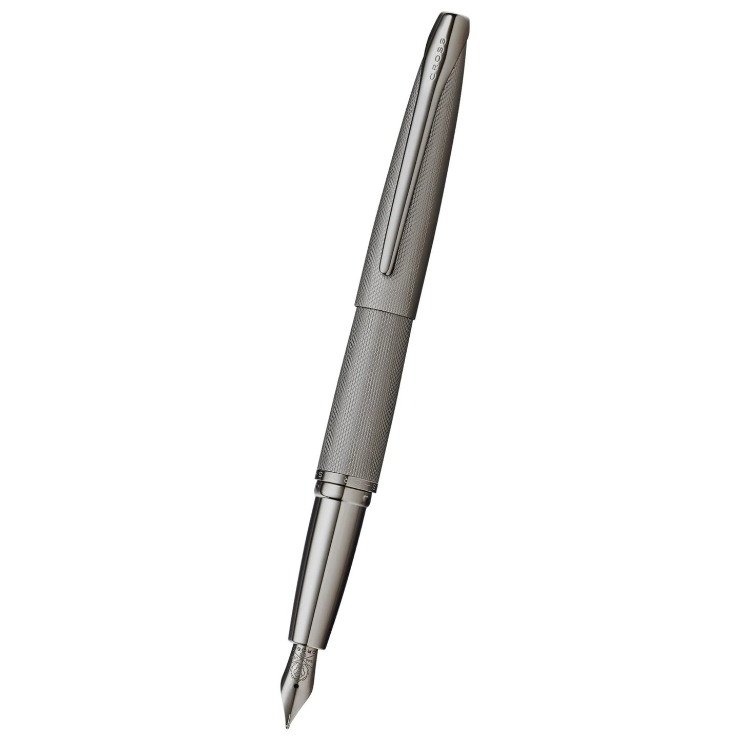 Cross ATX® Titanium Gray PVD Etched Diamond Pattern with Polished Titanium Gray PVD Appointments and Stainless Steel Fine Nib Fountain Pen