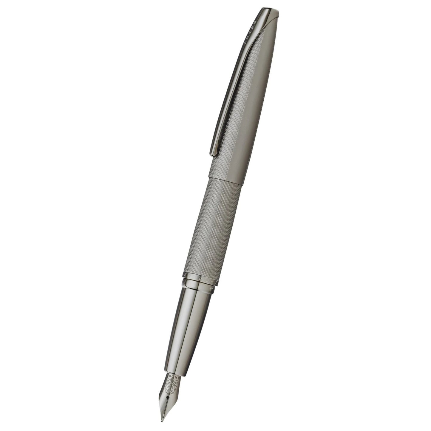 Cross ATX® Titanium Gray PVD Etched Diamond Pattern with Polished Titanium Gray PVD Appointments and Stainless Steel Fine Nib Fountain Pen
