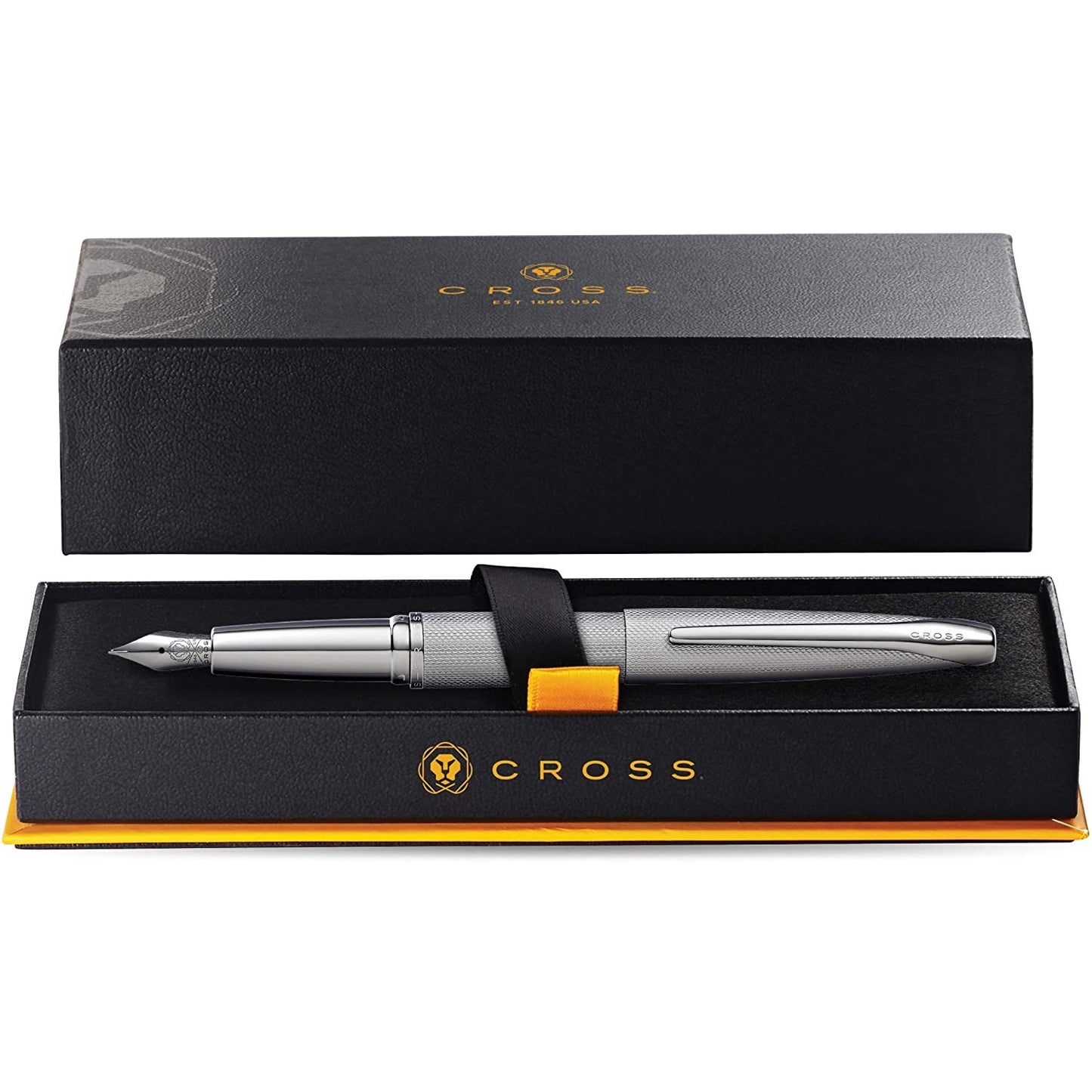 Cross ATX® Titanium Gray PVD Etched Diamond Pattern with Polished Titanium Gray PVD Appointments and Stainless Steel Fine Nib Fountain Pen