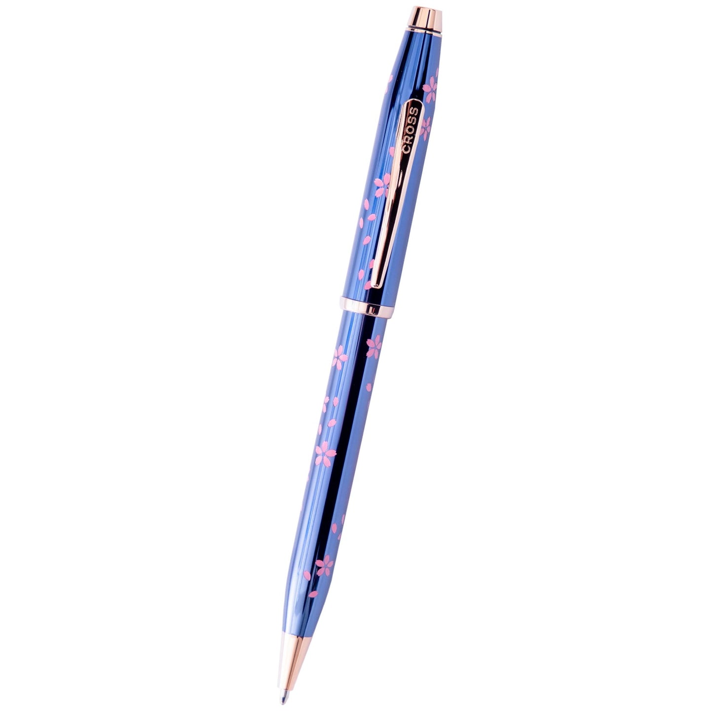 Cross Century II Cherry Blossom Translucent Blue Lacquer with Polished Rose Gold PVD Appointments Ballpoint Pen