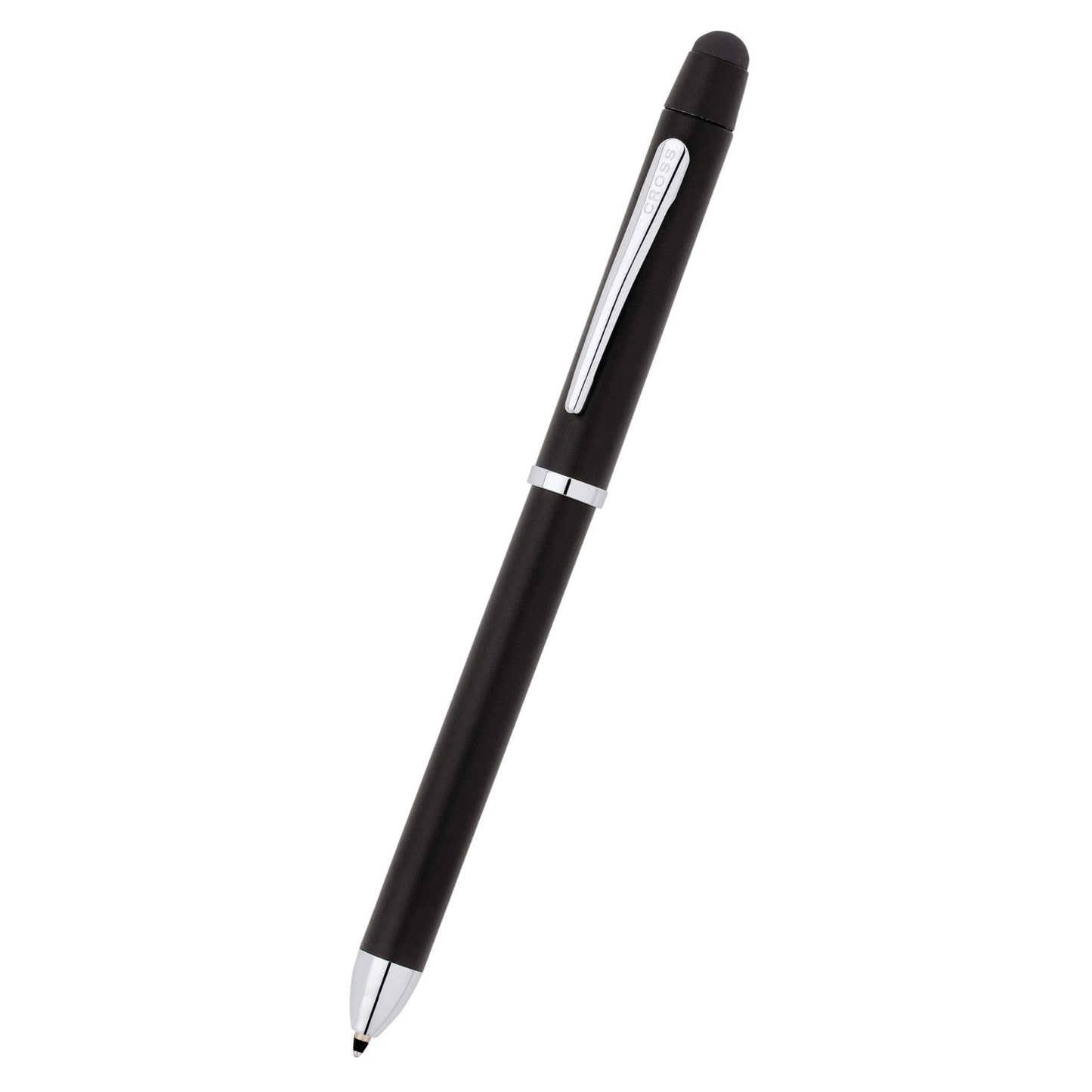 Cross Tech3+ Multi Function Pen. Satin Black with Polished Chrome Appointments, 0.5mm lead and optional stylus.