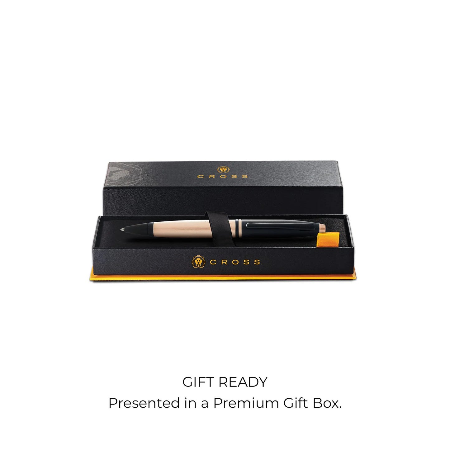 Cross Calais™ Brushed Rose Gold and Black Lacquer with Black Lacquer Appointments Ballpoint Pen
