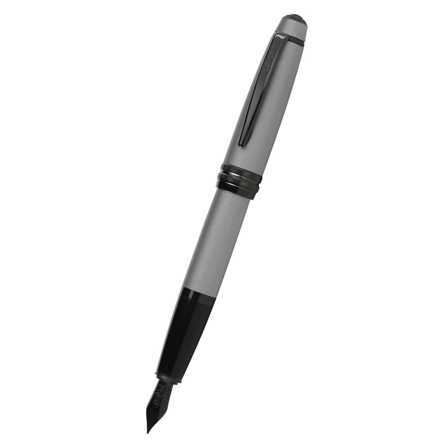Cross Bailey™ Matte Gray Lacquer with Polished Black PVD appointments and Polished Black PVD Coated Stainless Steel Fine Nib Fountain Pen