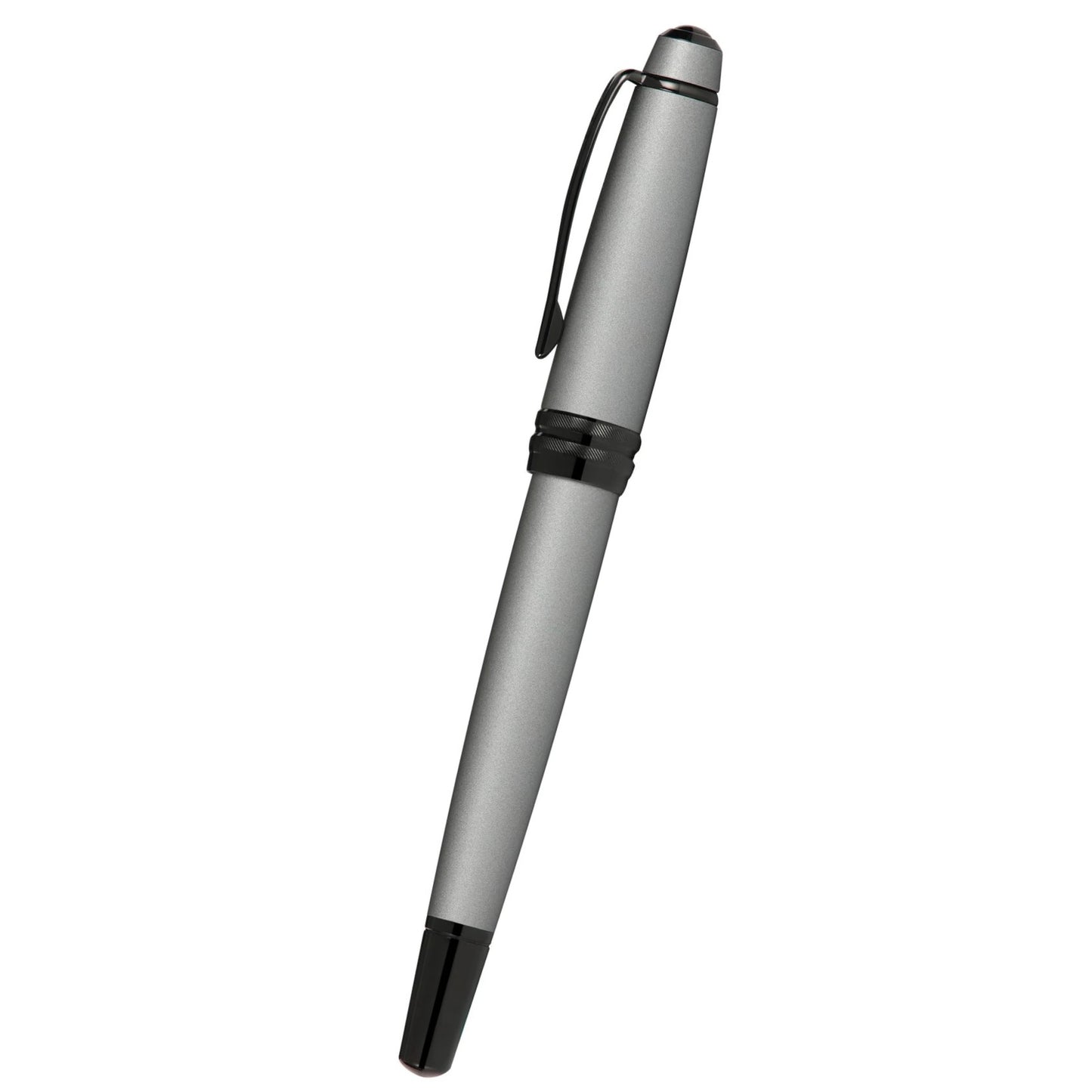 Cross Bailey™ Matte Gray Lacquer with Polished Black PVD appointments and Polished Black PVD Coated Stainless Steel Fine Nib Fountain Pen
