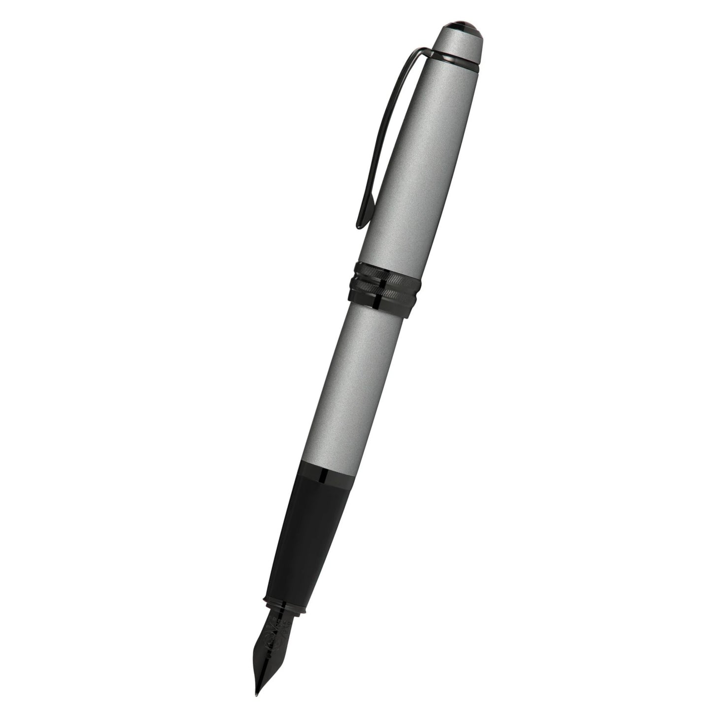Cross Bailey™ Matte Gray Lacquer with Polished Black PVD appointments and Polished Black PVD Coated Stainless Steel Medium Nib Fountain Pen