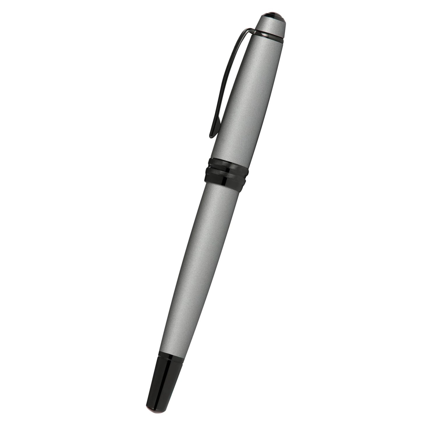 Cross Bailey™ Matte Gray Lacquer with Polished Black PVD appointments and Polished Black PVD Coated Stainless Steel Medium Nib Fountain Pen