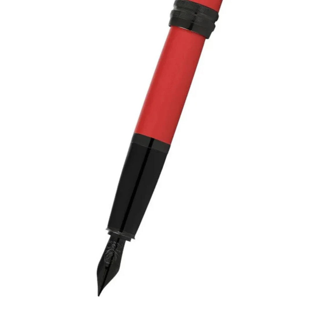 Cross Bailey™ Matte Red Lacquer with Polished Black PVD appointments and Polished Black PVD Coated Stainless Steel Medium Nib Fountain Pen