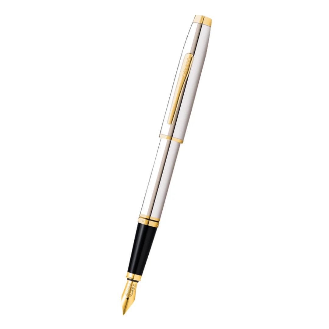 Coventry Polished Chrome with Gold Tone Appointments Fine Nib Fountain Pen