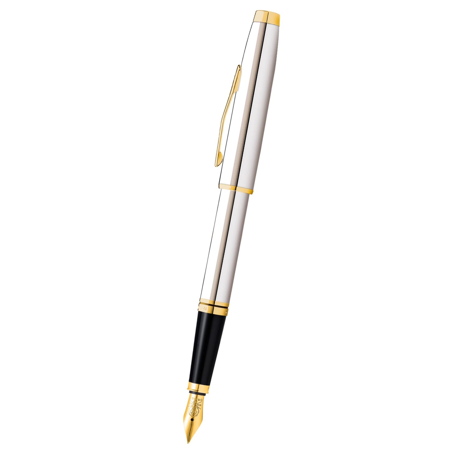 Coventry Polished Chrome with Gold Tone Appointments Fine Nib Fountain Pen