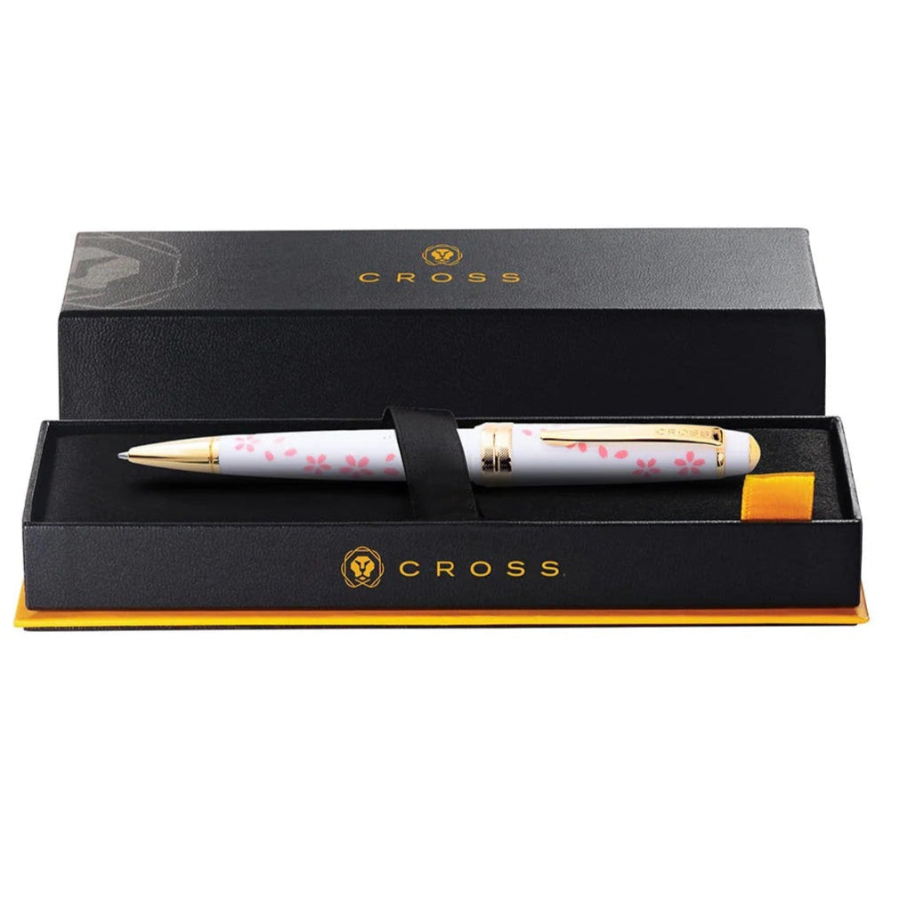 Cross Bailey Light Cherry Blossom Glossy White Resin with Gold PVD Appointments Ballpoint Pen