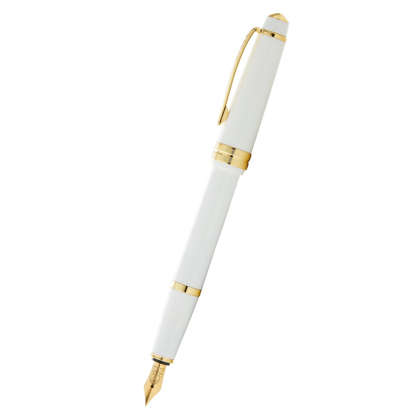 Cross Bailey Light™ Polished White Resin and Gold Tone Medium Nib Fountain Pen