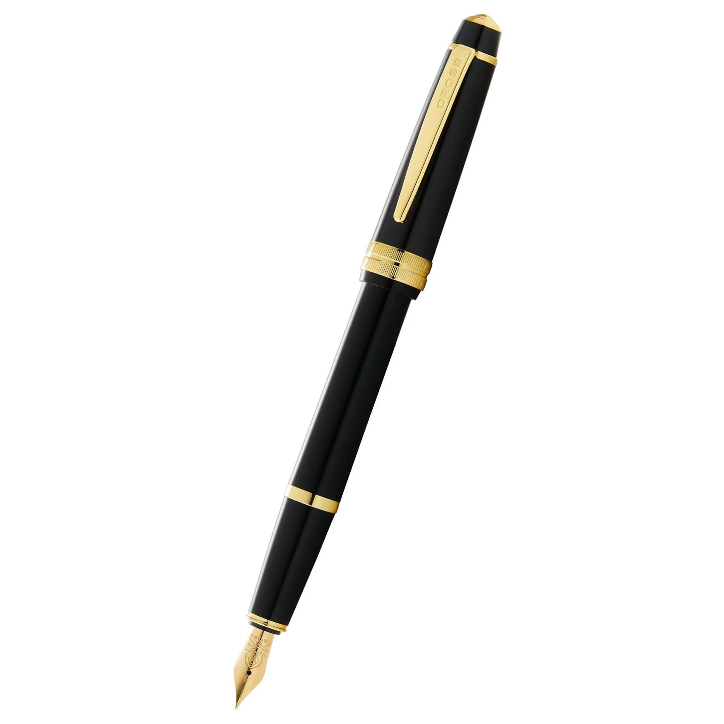 Cross Bailey Light™ Polished Black Resin and Gold Tone Medium Nib Fountain Pen