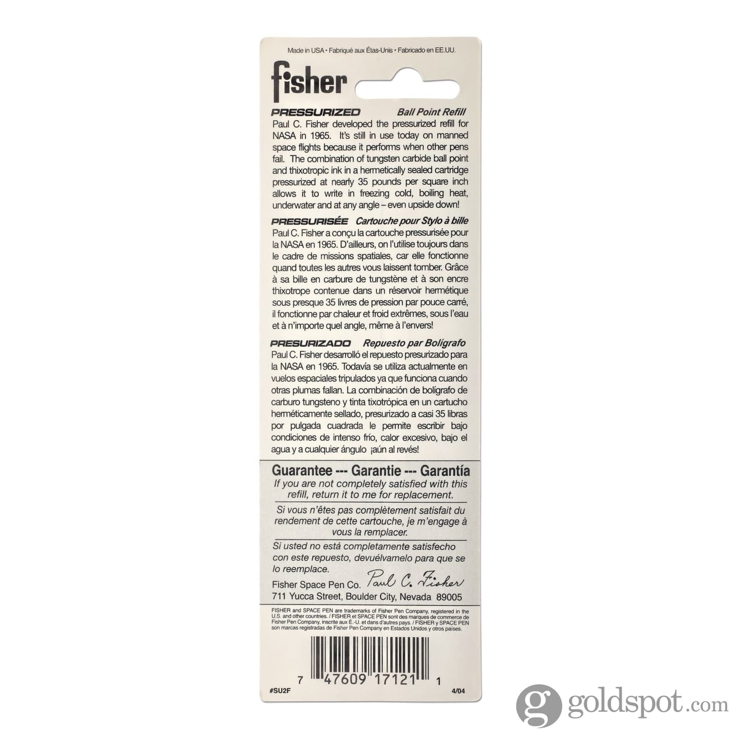 Fisher SU2F Universal Pressurized Refill, FP, Red