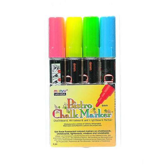 Marvy 480-4A Bistro Chalk Marker, Broad Bullet Tip, Set of 4 Markers