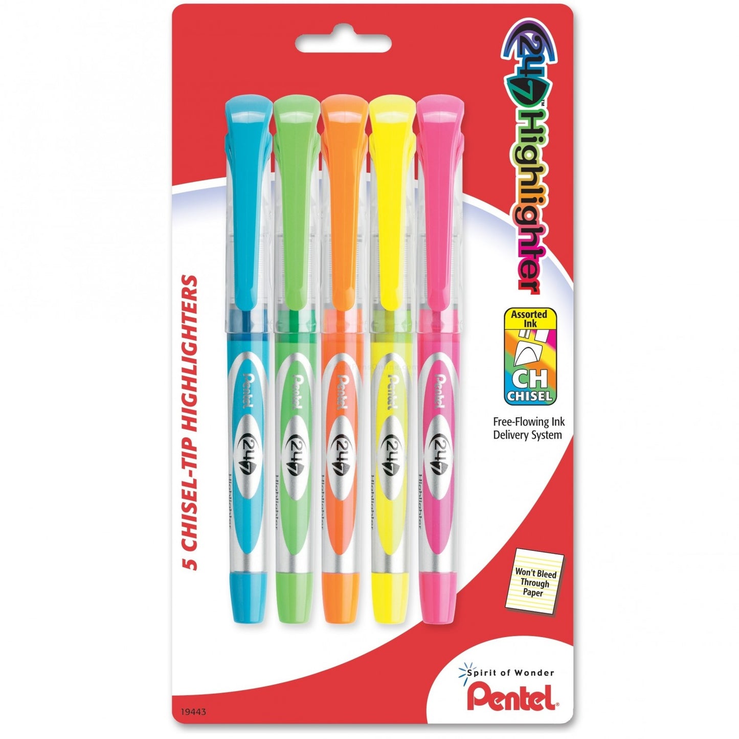Pentel 24/7 Highlighter, 5 Pk