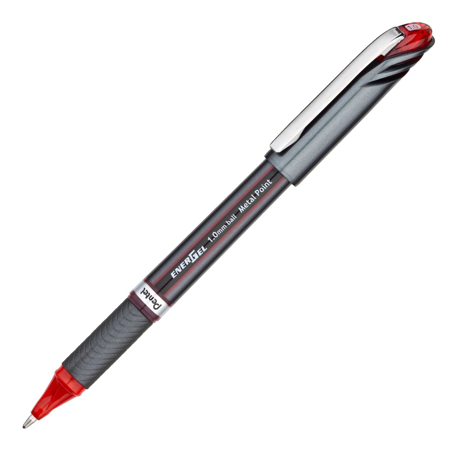 Pentel BL30-B EnerGel NV Liquid Gel Pen, (1.0mm) Bold Line Capped, Metal Tip, Red Ink
