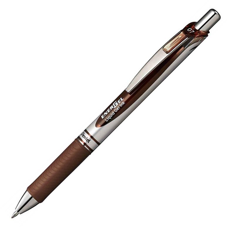 Pentel BL77-E EnerGel Delux RTX Retract Refillable Liq Med Metal Tip3.19, Brown