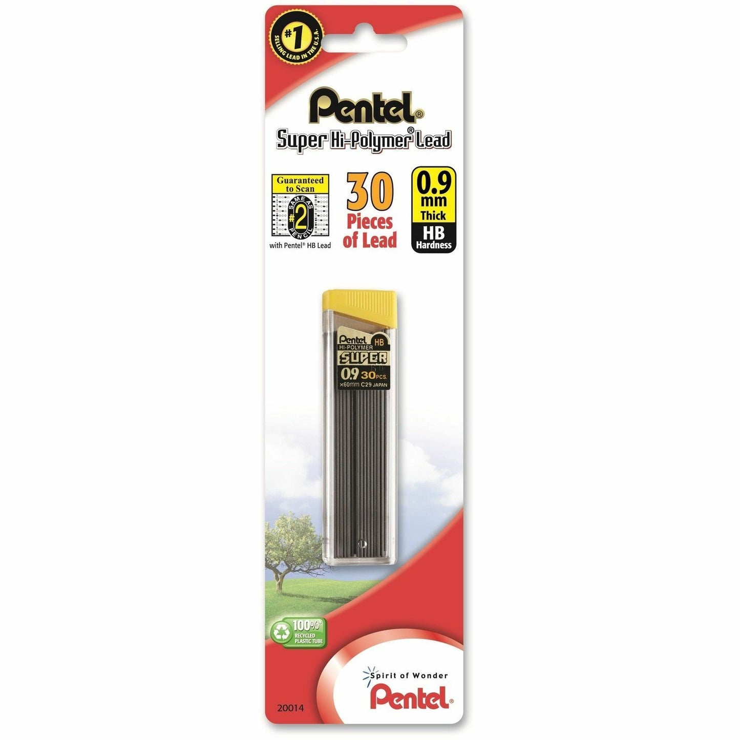 Pentel C29BPHB Super Hi-Polymer 0.9mm Med Lead 30/pk