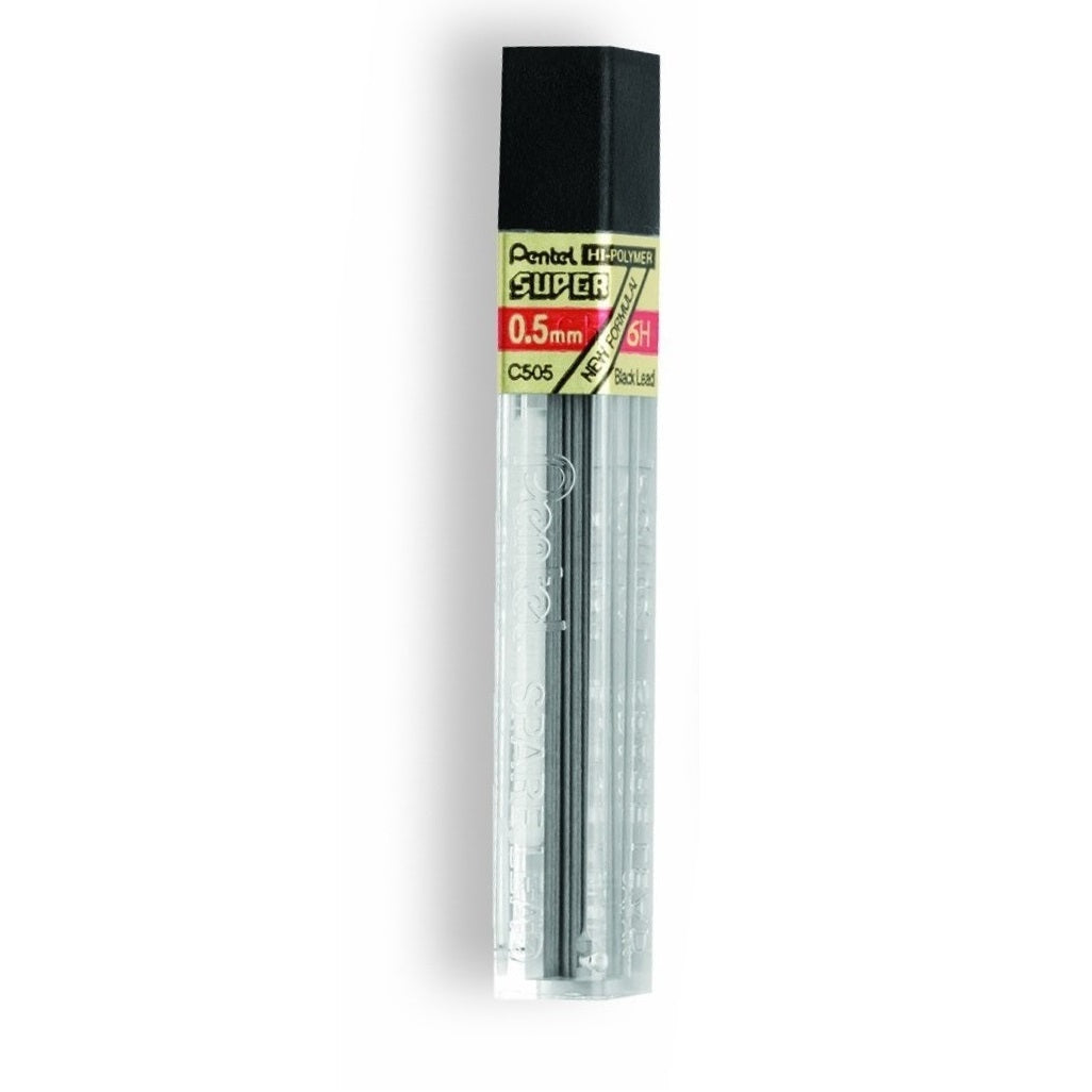 Pentel** C505-6H Super Hi-Polymer 0.5mm Fine Lead 12/pk