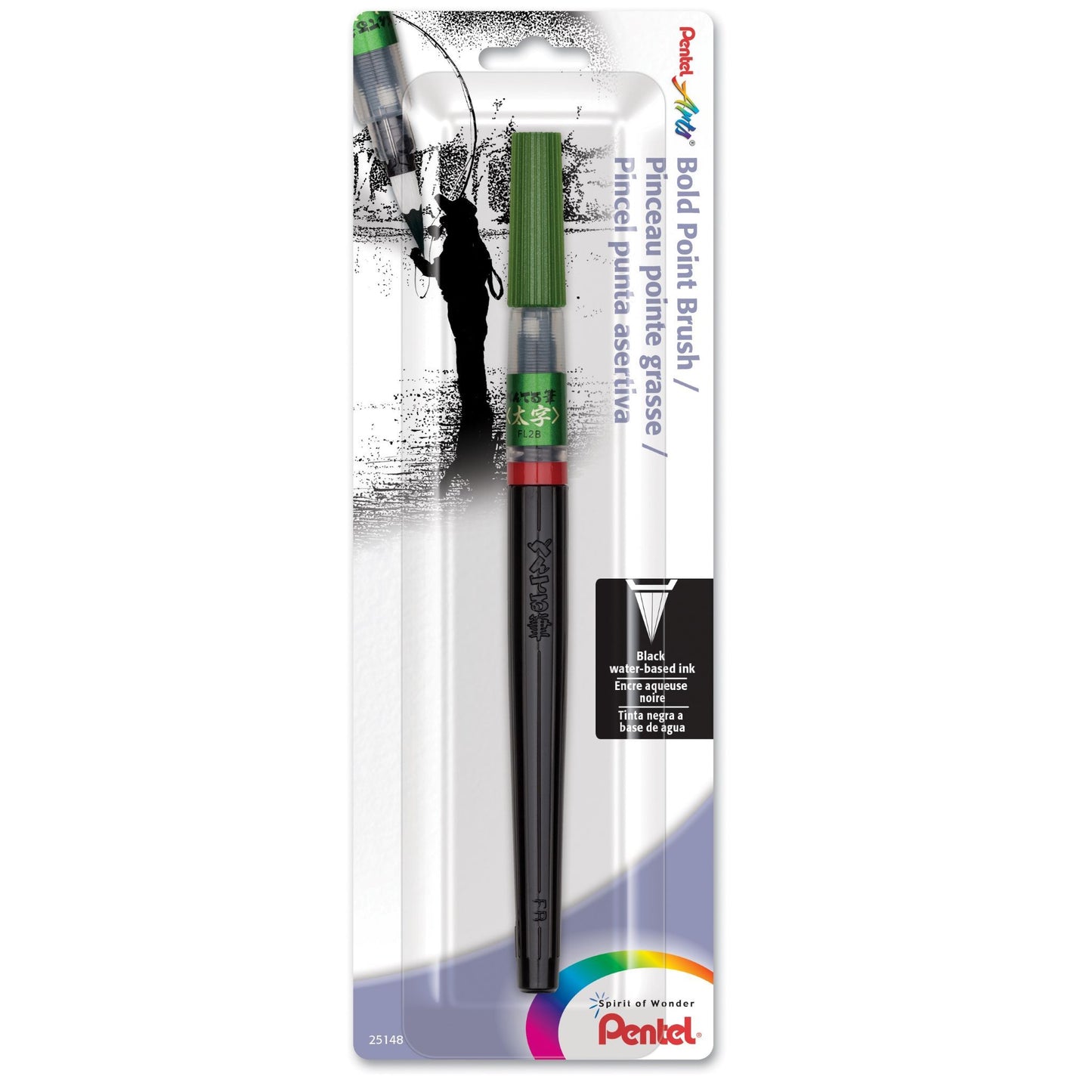 Pentel Arts Brush, Bold Point, Black Ink 1-Pk