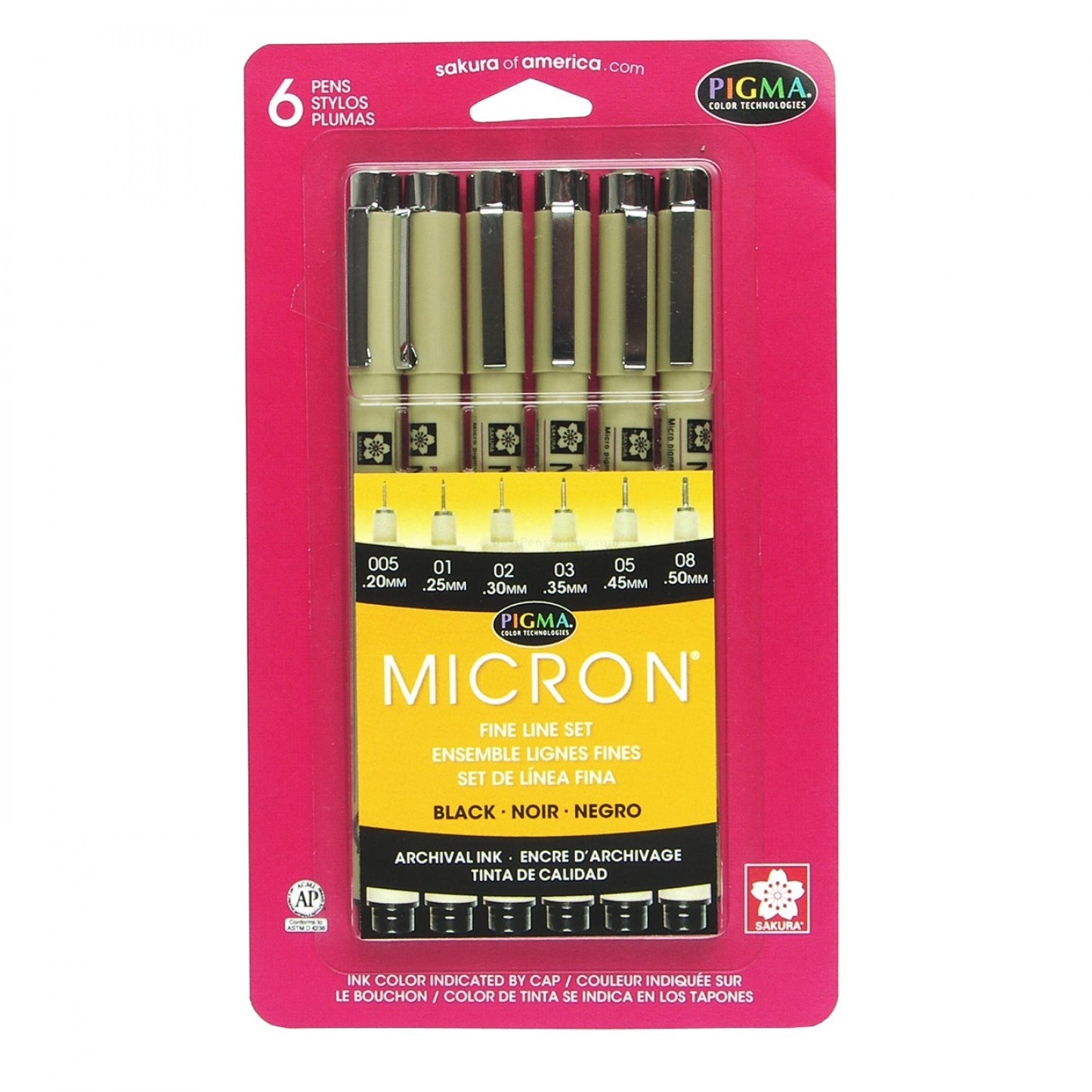 Sakura Pigma Micron Clam 6Pk Set-Black