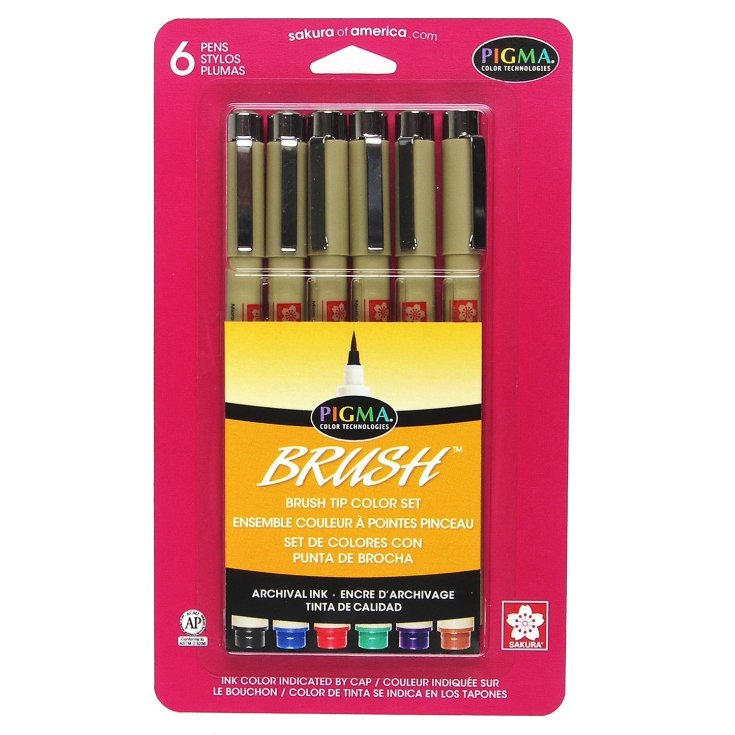 Sakura 38061 Brush Pen 6pc Set Asst