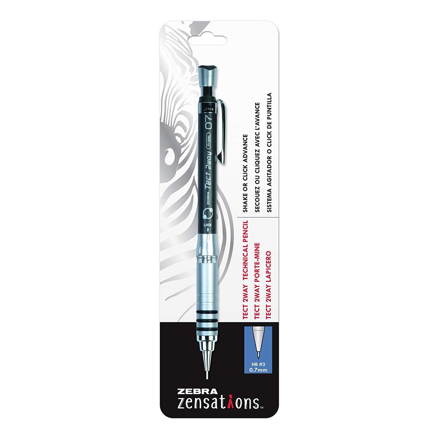 Zebra 06111 Zensations Tect 2way 1000 Technical Pencil 0.7mm Black 1Pk