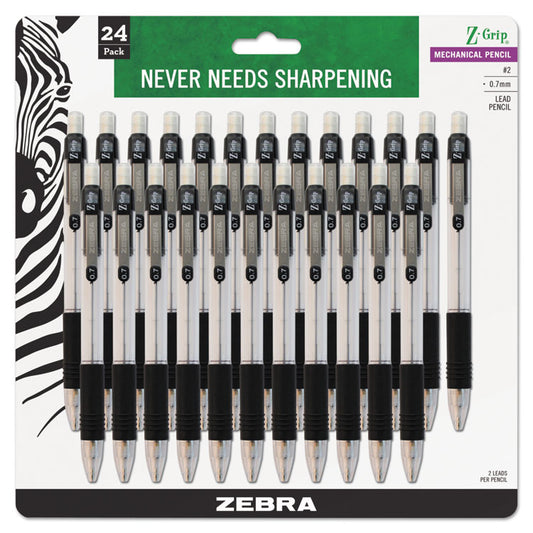 Zebra 15241 Z-Grip Mechanical Pencil 0.7mm Black 24pk