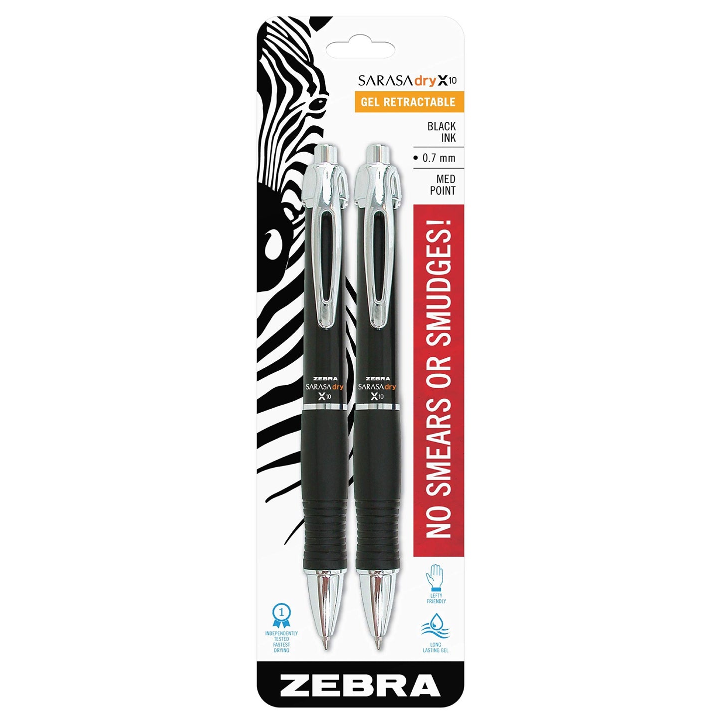 Zebra* 42612 GR8 Gel Retractable 0.7mm Black 2pk