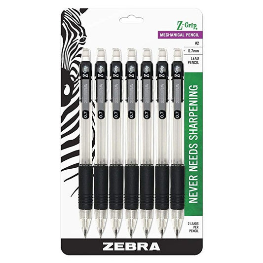 Zebra 52471 Z-Grip Mechanical Pencil 0.7mm Black 7pk