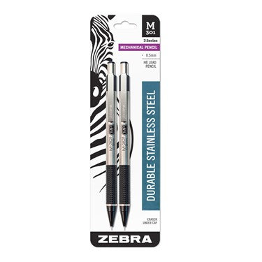 Zebra 54012 M-301 Mechanical Pencil 0.5mm Black 2pk