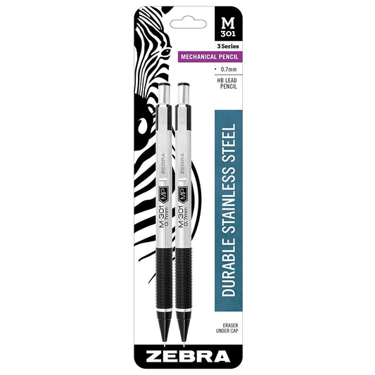 Zebra 54312 M-301 Mechanical Pencil 0.7mm Black 2pk