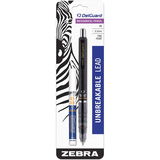 Zebra 58611 Delguard Mechanical Pencil 0.5mm Black 1pk with Bonus Lead
