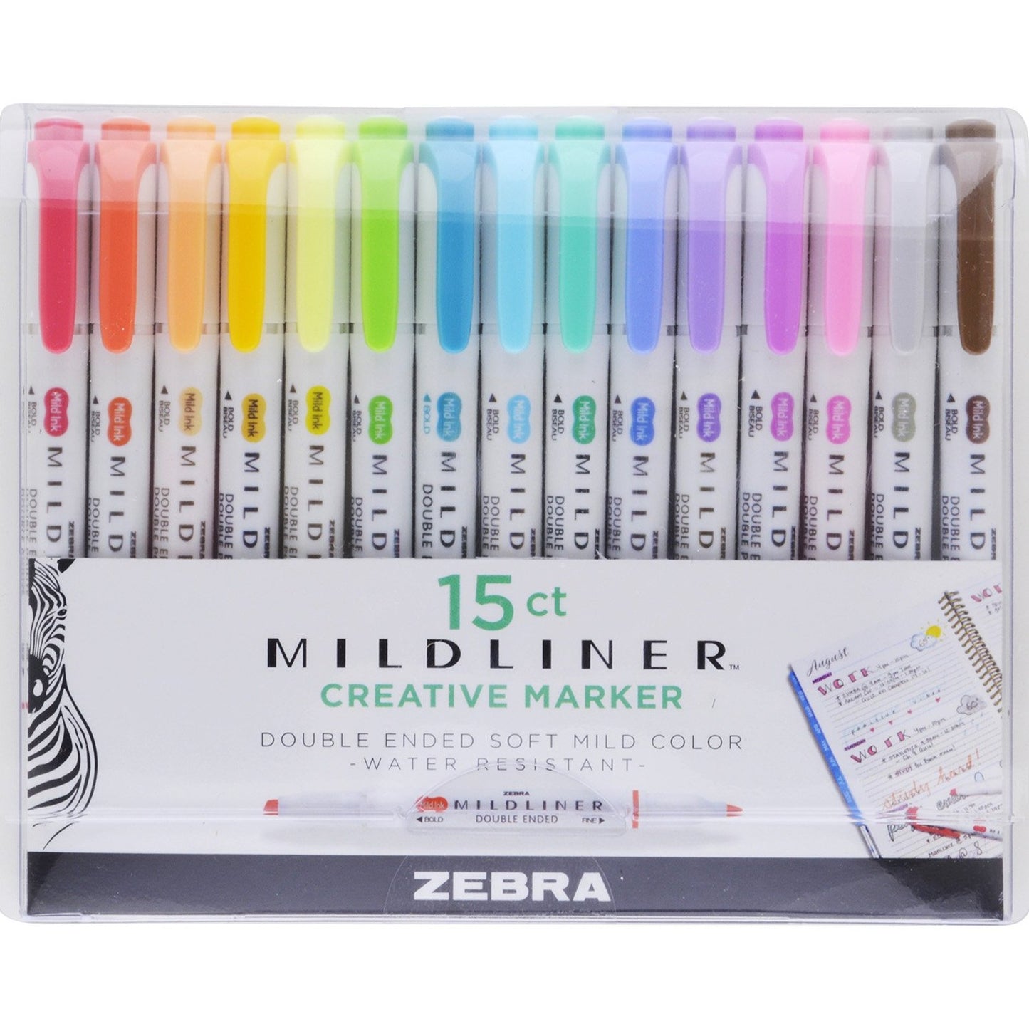 Zebra 78115 Mildliner Double Ended Highlighter Assorted 15pk