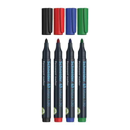 SCHNEIDER MAXX 130, MARKER, WALLET 4 X ASSORTED (BLACK, RED, BLUE, GREEN)