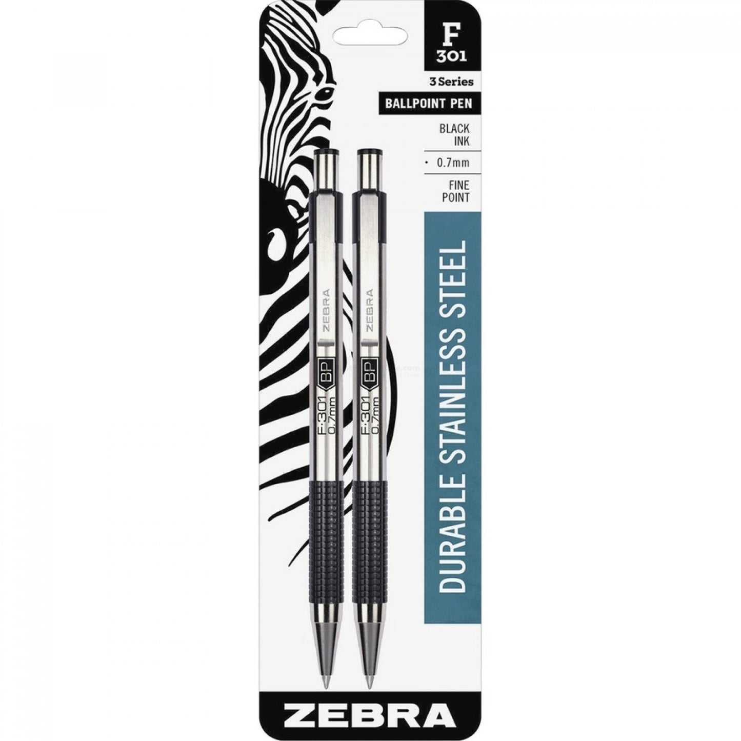 Zebra 27112 F-301 Retractable Ballpoint 0.7MM Black 2Pk