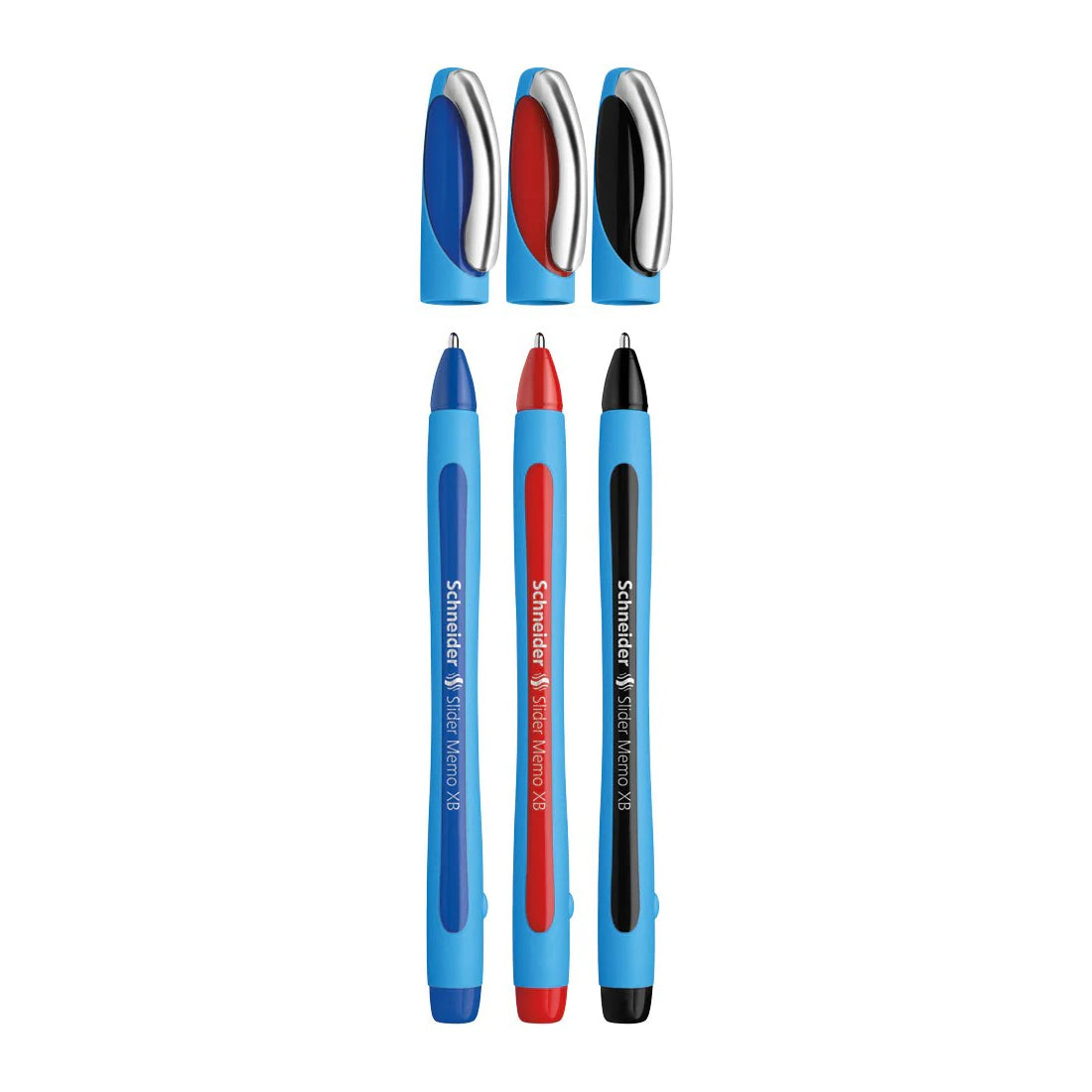 SCHNEIDER SLIDER MEMO, BALLPOINT PEN, WALLET X 3, ASSORTED (BLACK, RED, BLUE), XB
