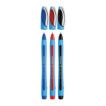 SCHNEIDER SLIDER MEMO, BALLPOINT PEN, WALLET X 3, ASSORTED (BLACK, RED, BLUE), XB
