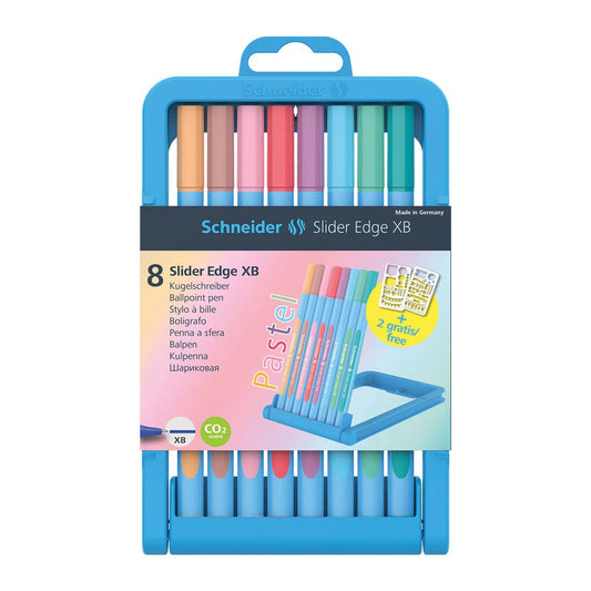 SCHNEIDER SLIDER EDGE PASTEL, BALLPOINT PEN, CASE STAND X 8 PASTEL, XB