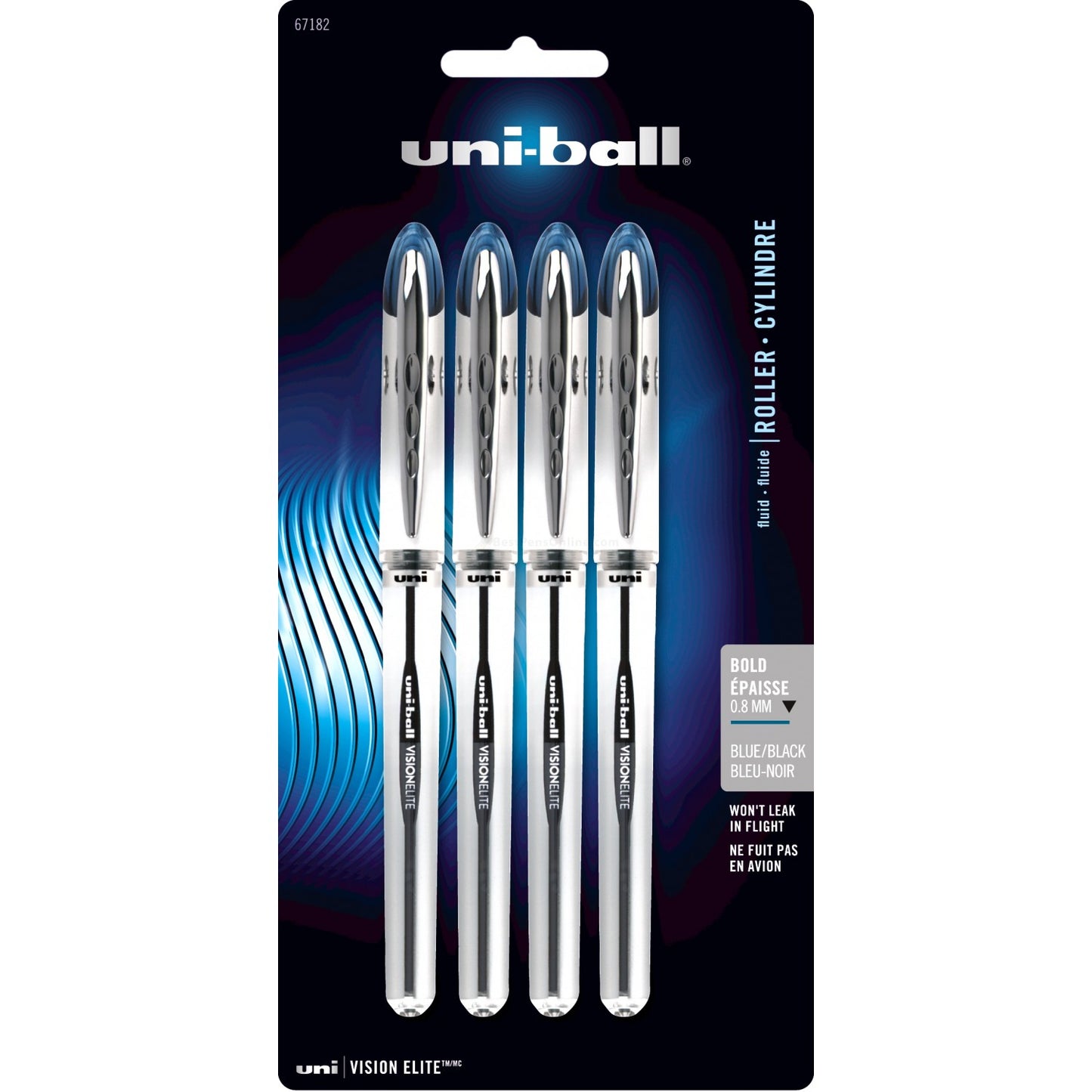 Uni-Ball Vision Elite Blx Rlr 4Cd 0.8MM Blu/Blk