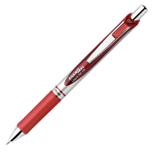 Pentel Energel Delux Rtx Retrac Refillable Liq Med Metal Tip, Red