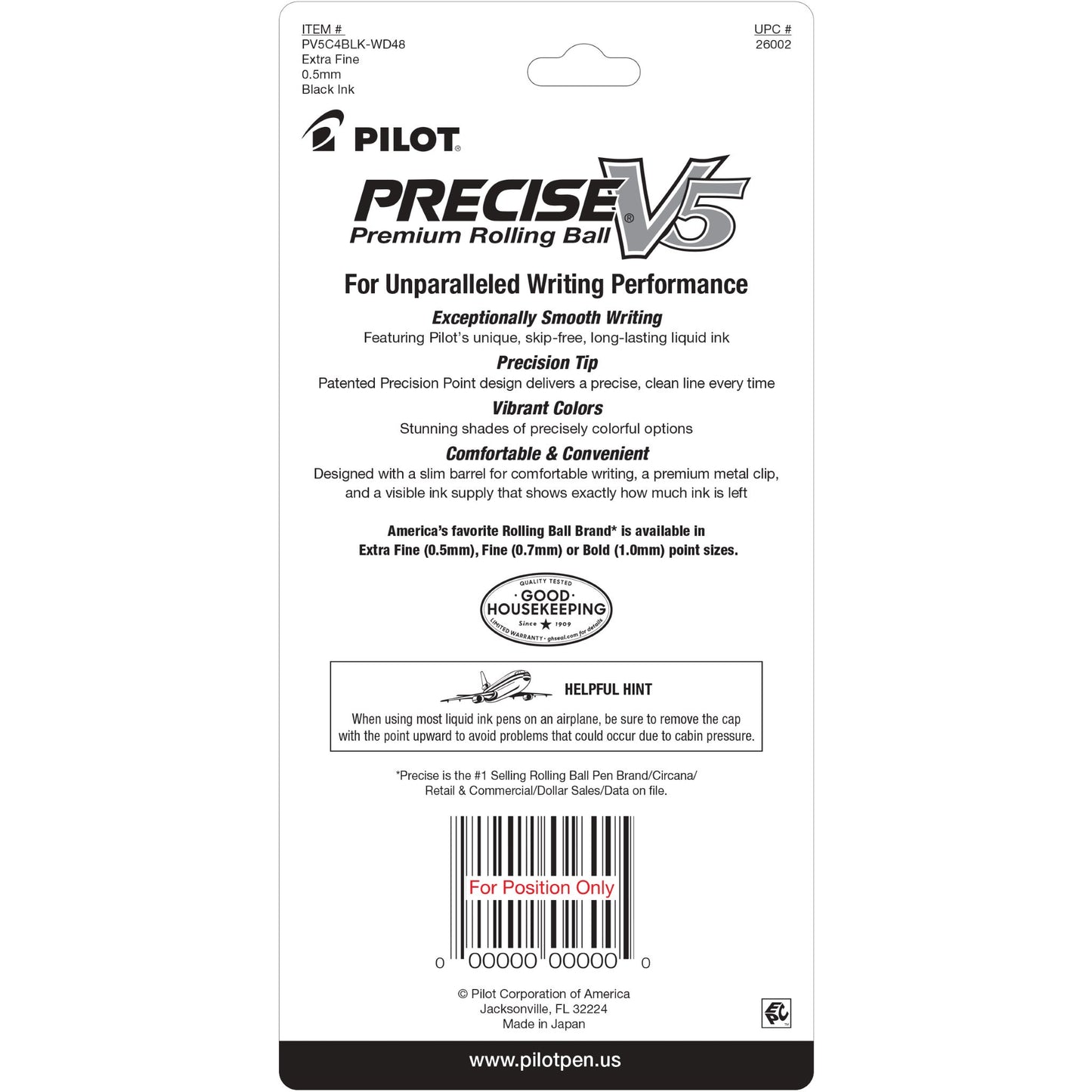 Pilot 26002 Precise V5 Rolling Ball 4 Pack
