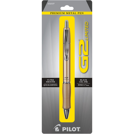 Pilot 31537 BG2E7 G2 Limited RT Gel Roller, Champagne Gold Barrel, Fine