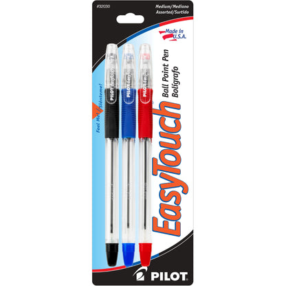 Pilot 32030 EZT Easy Touch Ball-Point Pen, Medium, 3pk
