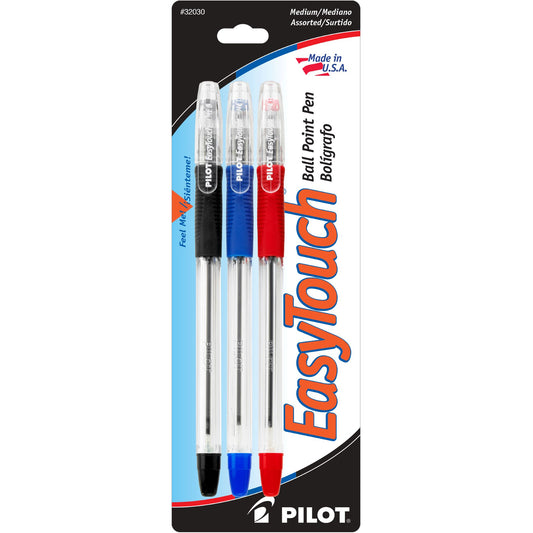 Pilot 32030 EZT Easy Touch Ball-Point Pen, Medium, 3pk
