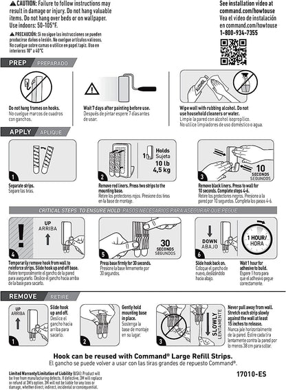 3M 17004-2ES  Command Jumbo Utility Hook, 2 hooks, 4 strips